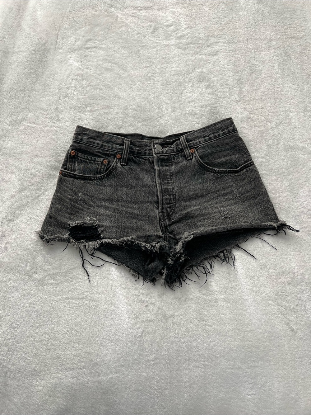 Levi's Black Distressed Jean Shorts